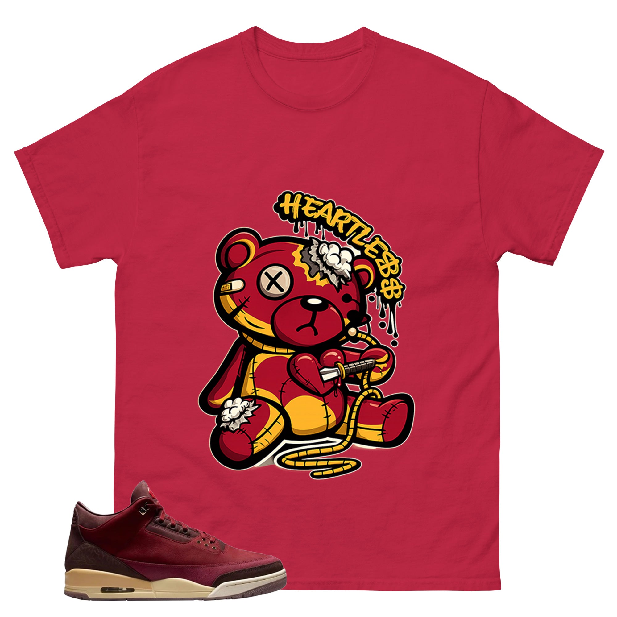 Red Bin23 3s Shirt Heartless Graphic