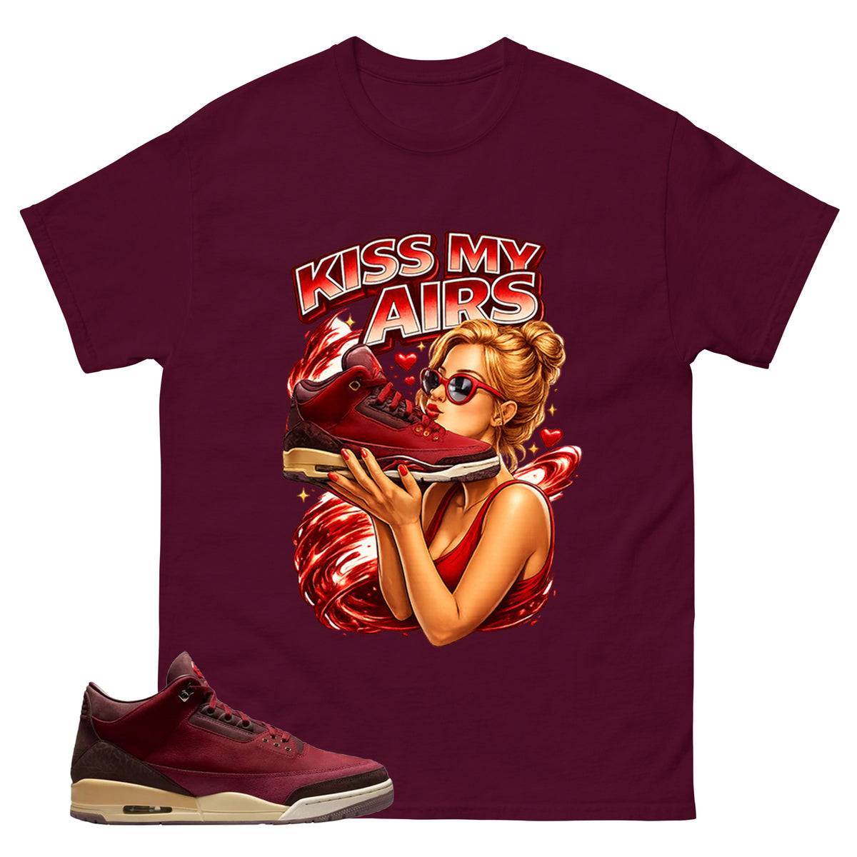 Red Bin23 3s Shirt Kiss My Airs Graphic