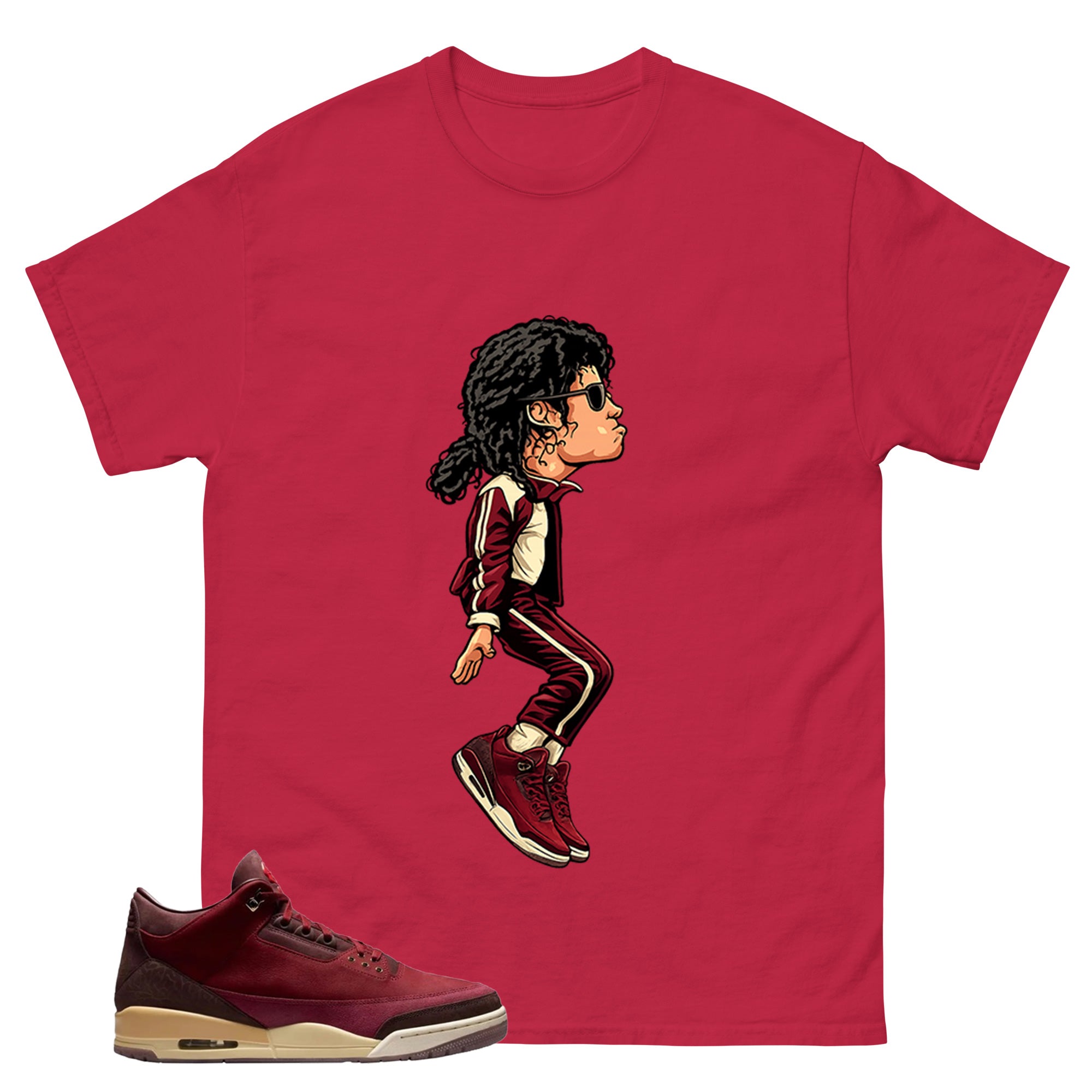 Red Bin23 3s Shirt M.Jackson Tiptoe Graphic