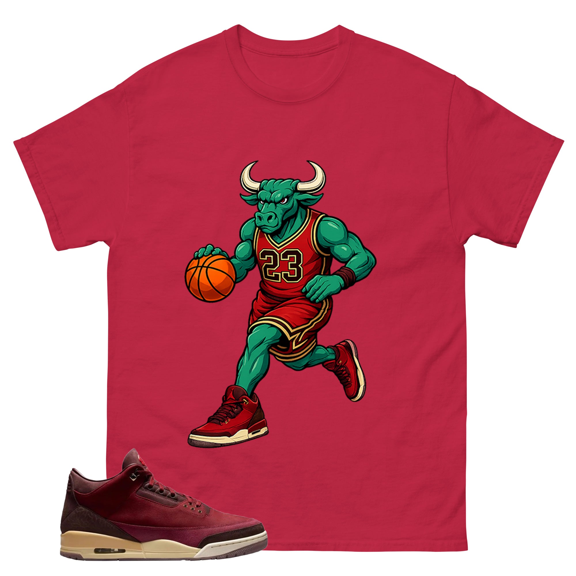 Red Bin23 3s Shirt Raging Bull Graphic