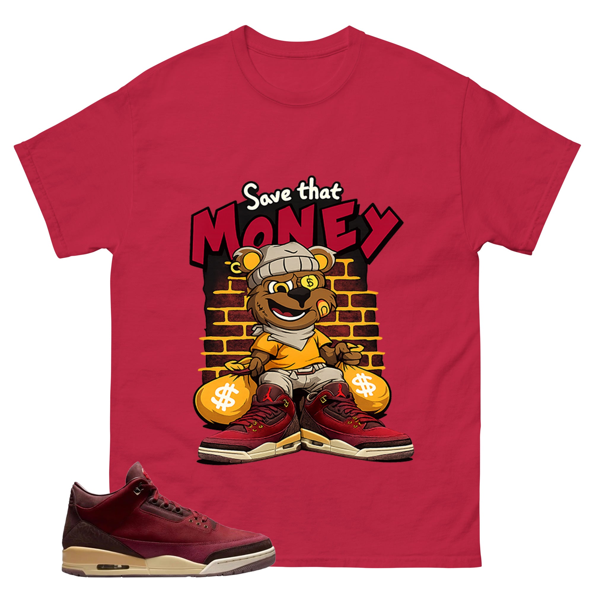 Red Bin23 3s Shirt Save That Money Graphic