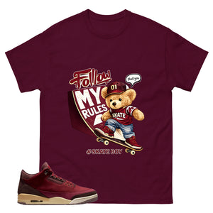 Red Bin23 3s Shirt Skate Boy Graphic