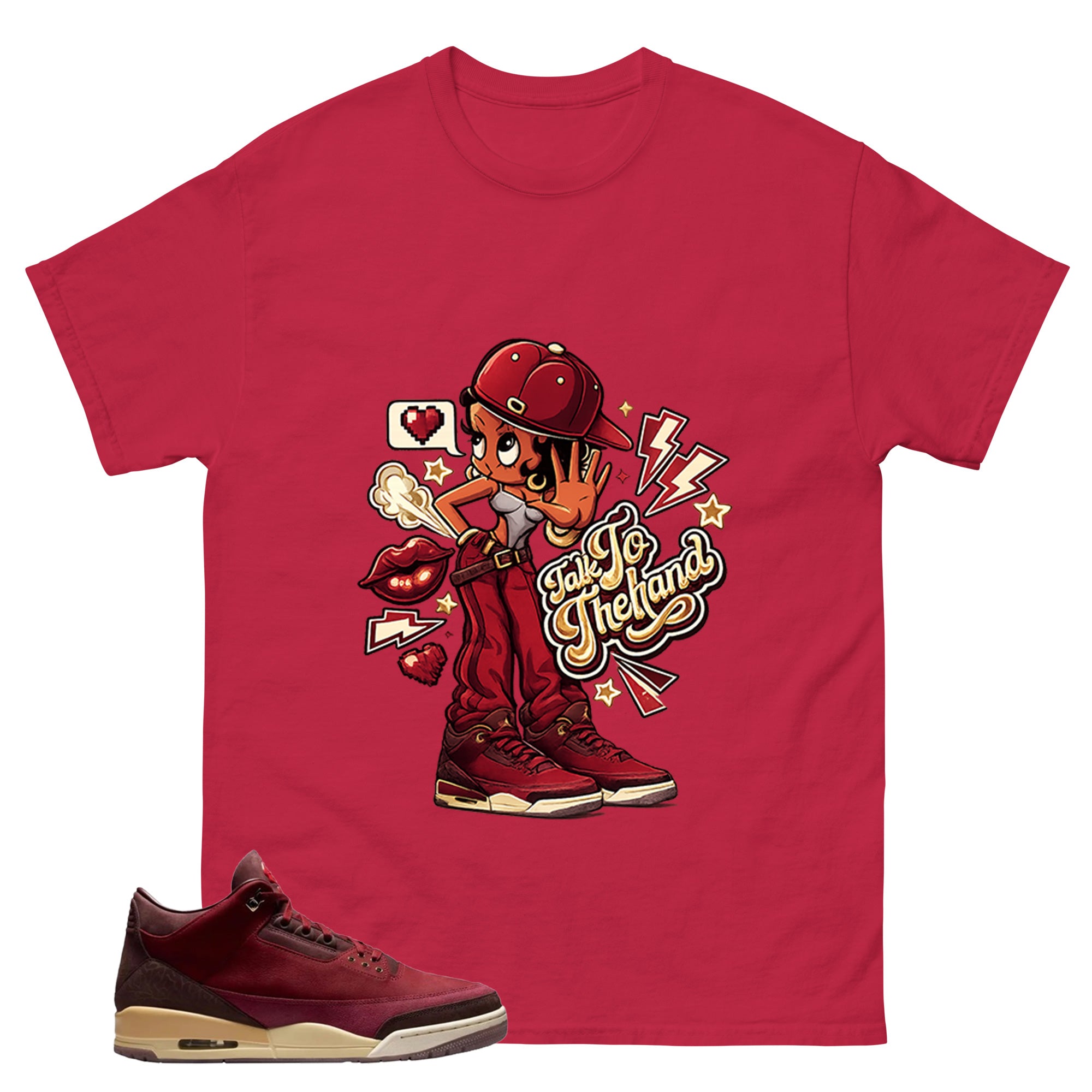 Red Bin23 3s Shirt Talk To The Hand Graphic