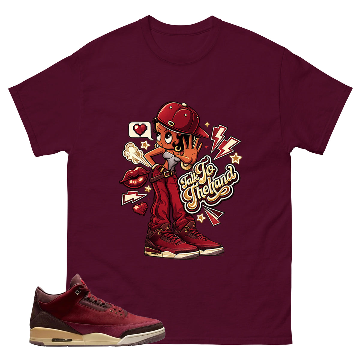Red Bin23 3s Shirt Talk To The Hand Graphic