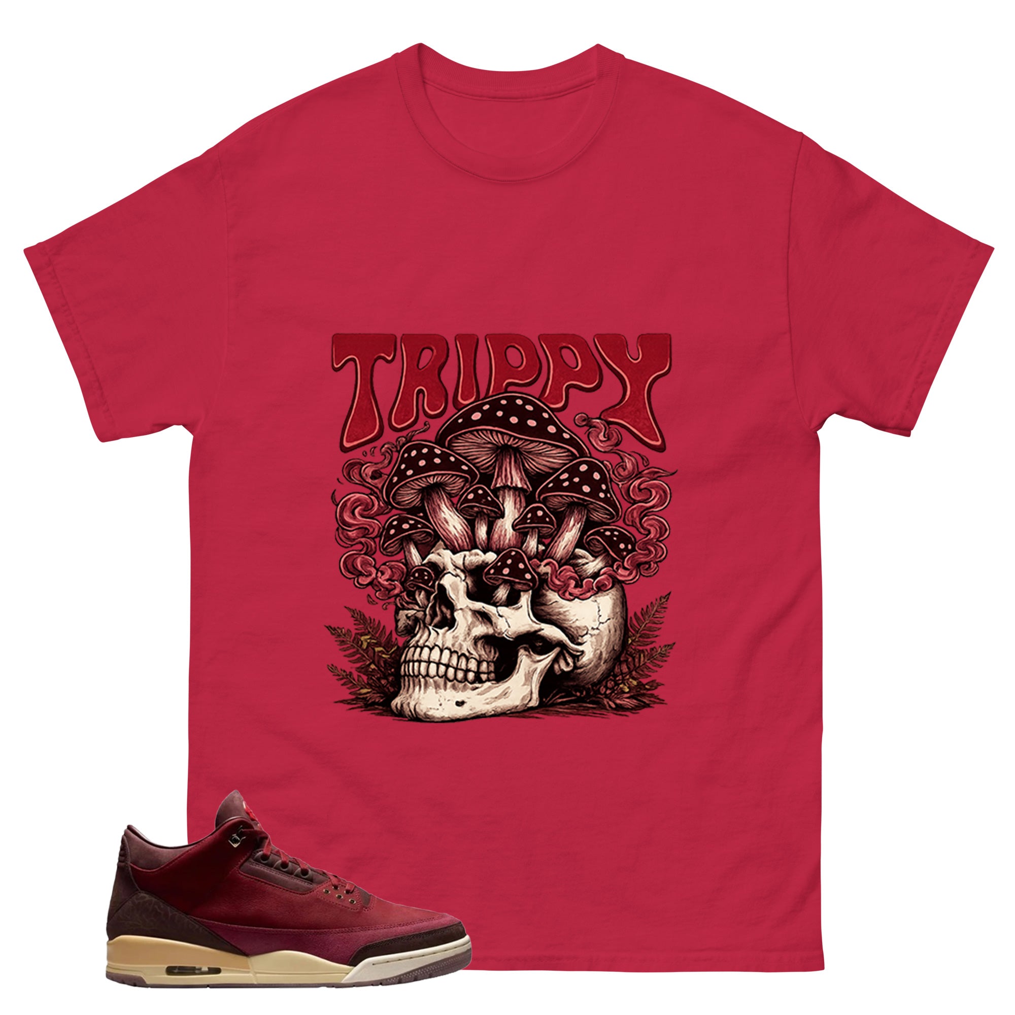 Red Bin23 3s Shirt Trippy Skull Graphic