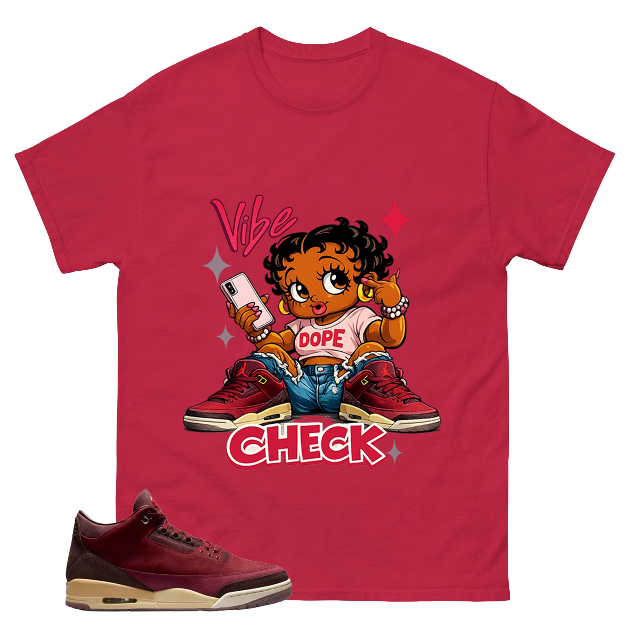 Red Bin23 3s Shirt Vibe Check Graphic