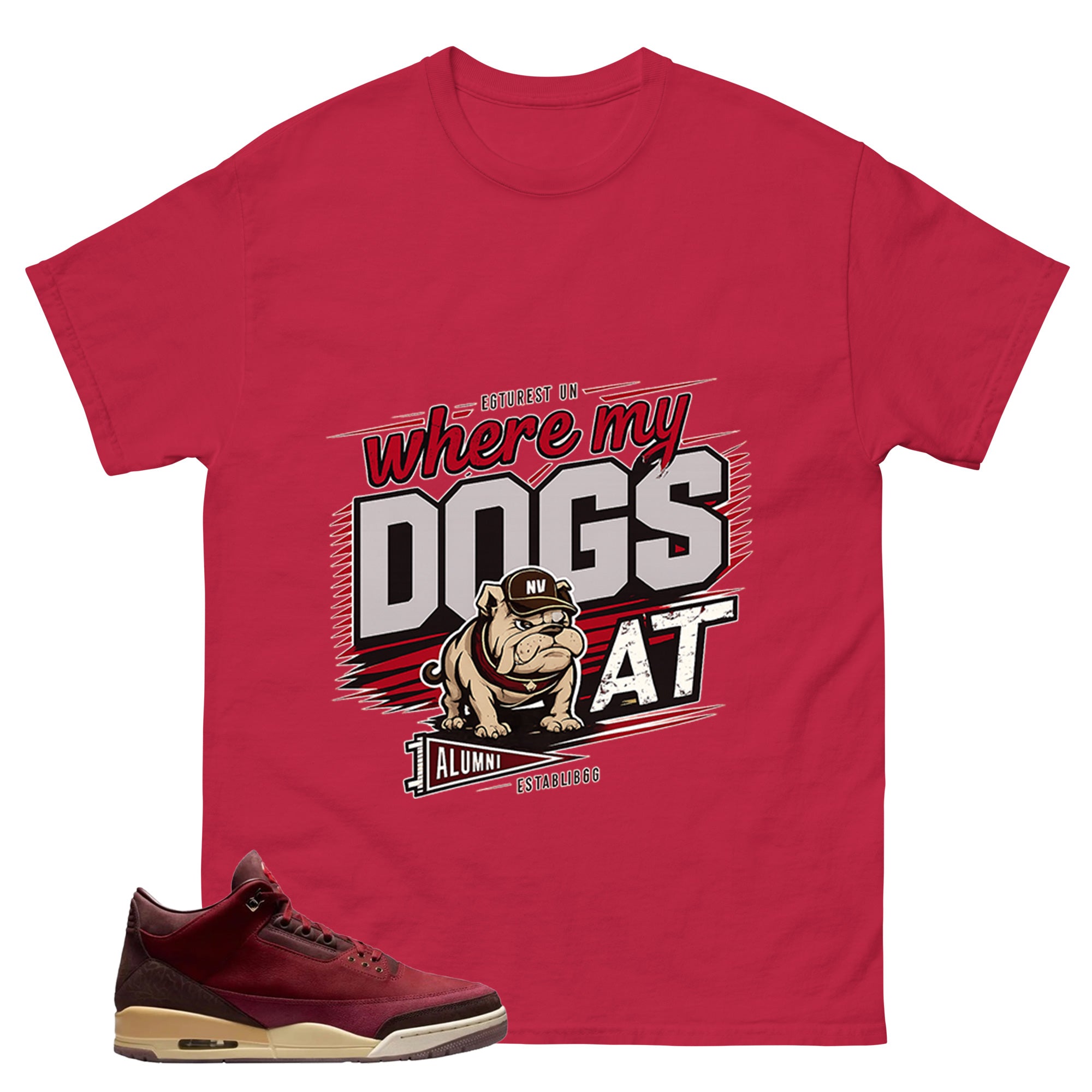 Red Bin23 3s Shirt Where My Dogs At Graphic