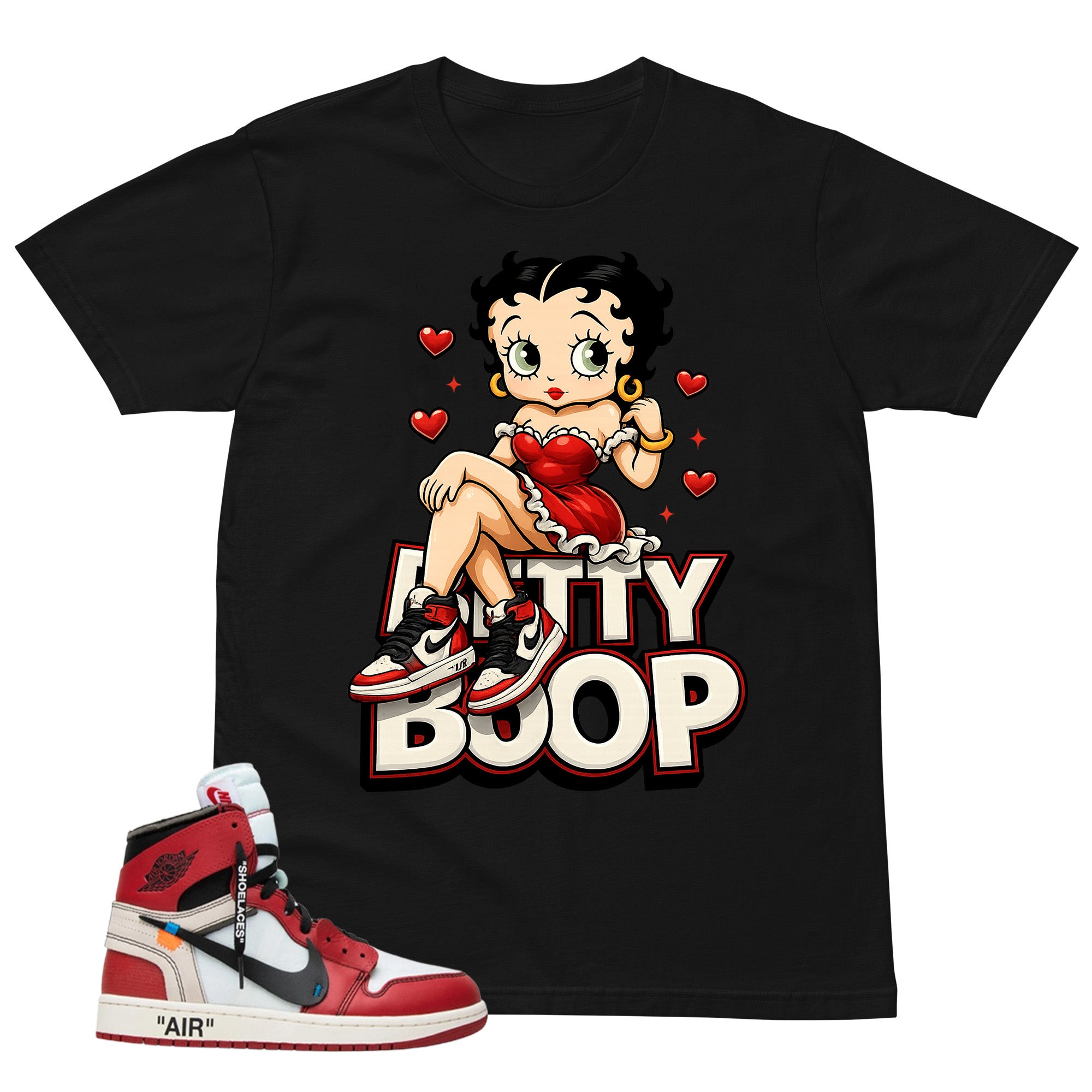 Red Off White Chicago 1s Shirt Betty Boop Graphic
