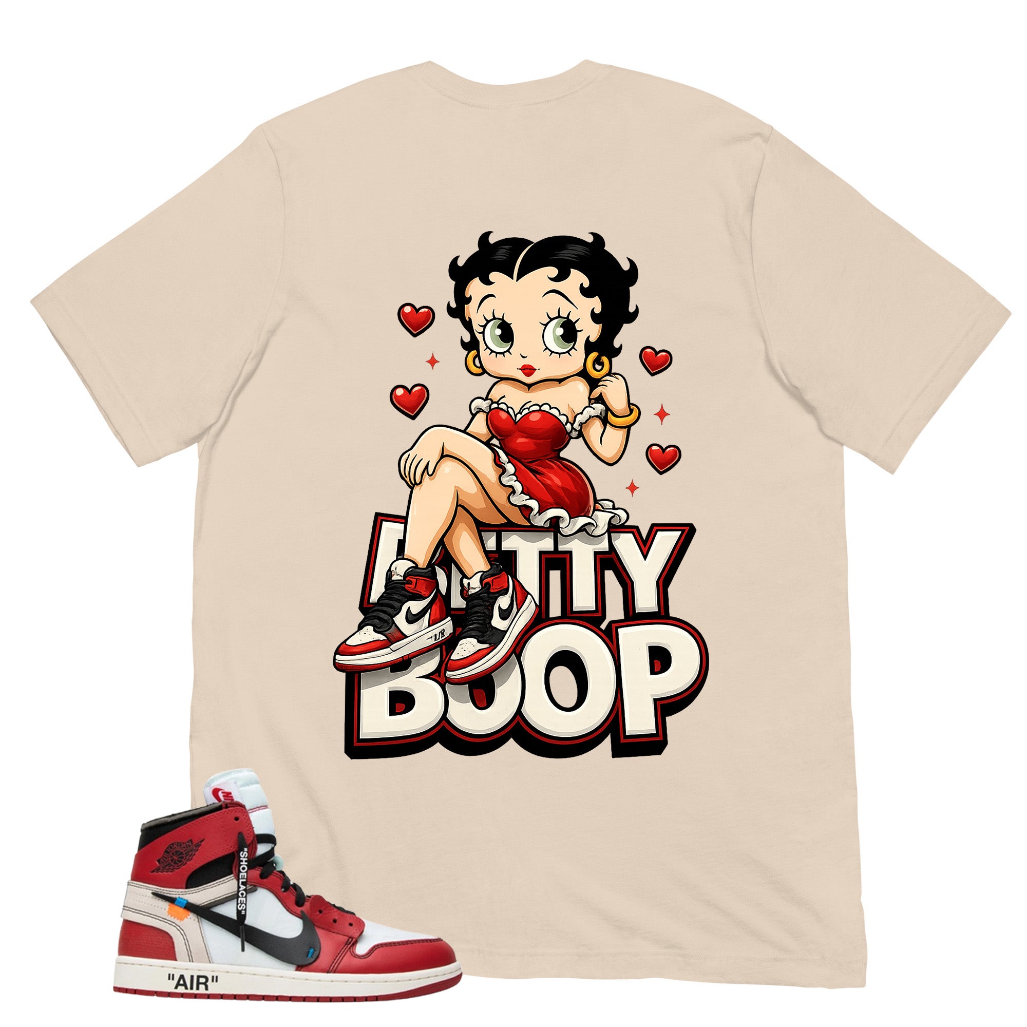 Red Off White Chicago 1s Shirt Betty Boop Graphic
