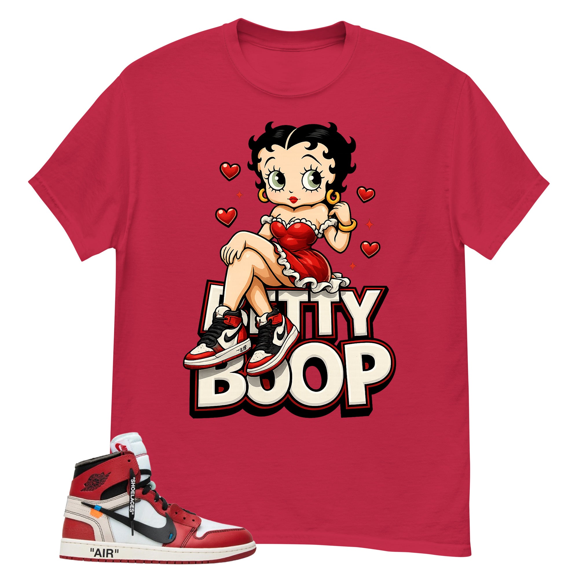Red Off White Chicago 1s Shirt Betty Boop Graphic