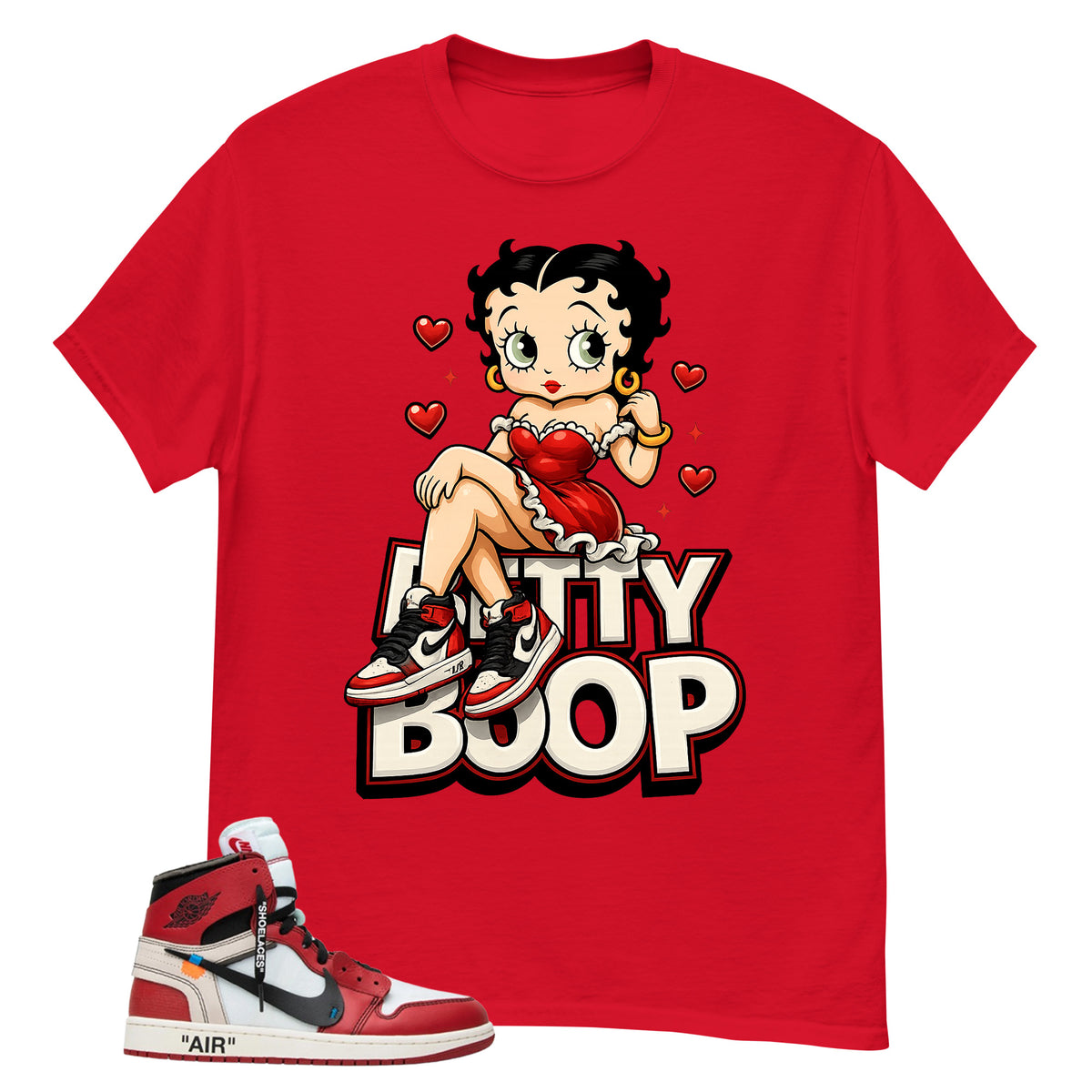 Red Off White Chicago 1s Shirt Betty Boop Graphic