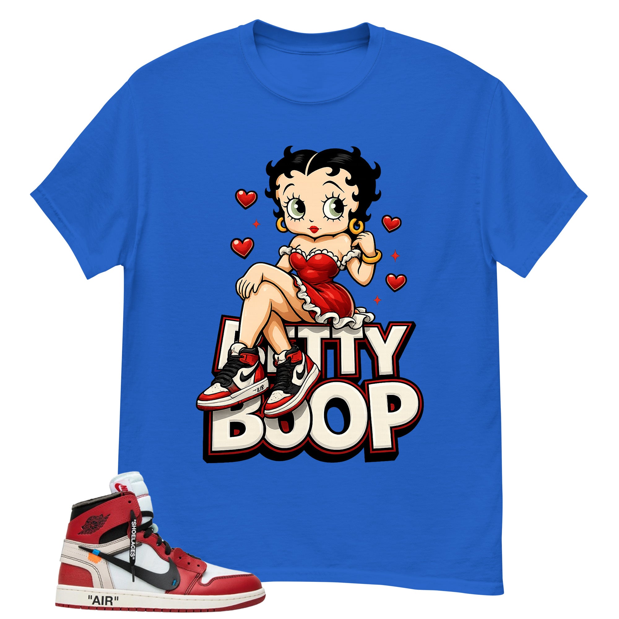 Red Off White Chicago 1s Shirt Betty Boop Graphic