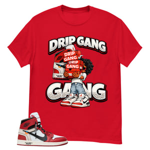 Red Off White Chicago 1s Shirt Drip Gang Graphic