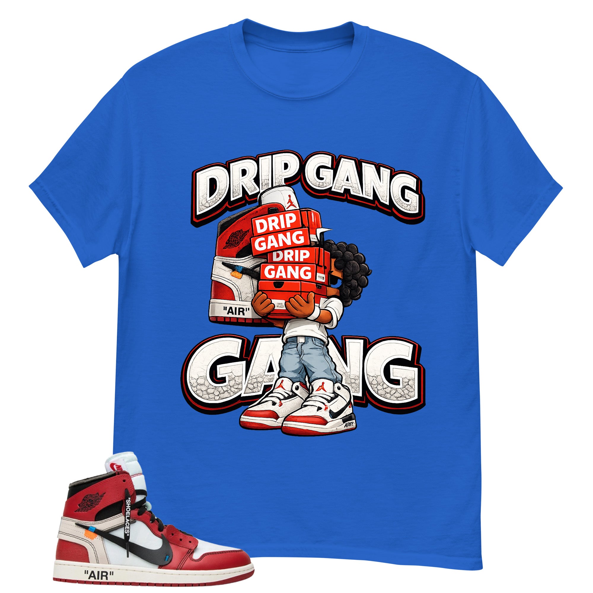 Red Off White Chicago 1s Shirt Drip Gang Graphic
