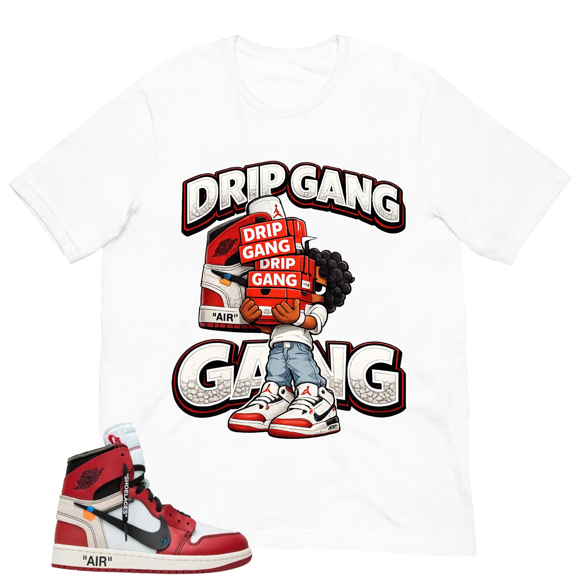 Red Off White Chicago 1s Shirt Drip Gang Graphic