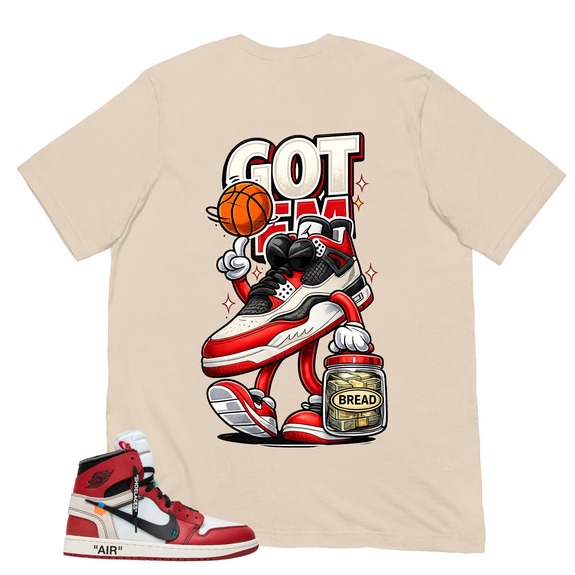 Red Off White Chicago 1s Shirt Got Em Bread Graphic