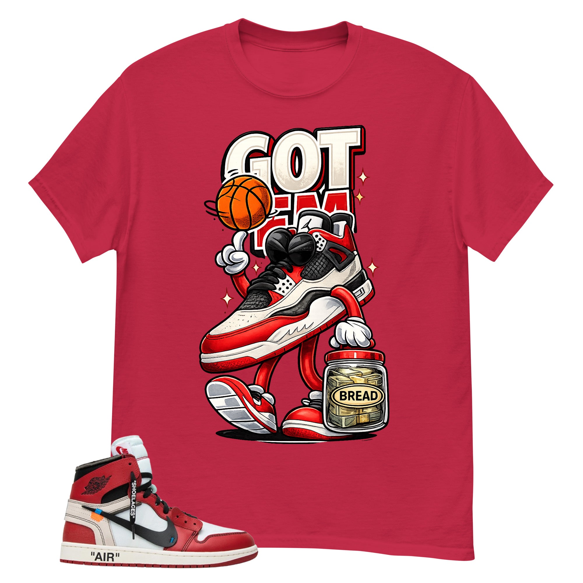 Red Off White Chicago 1s Shirt Got Em Bread Graphic