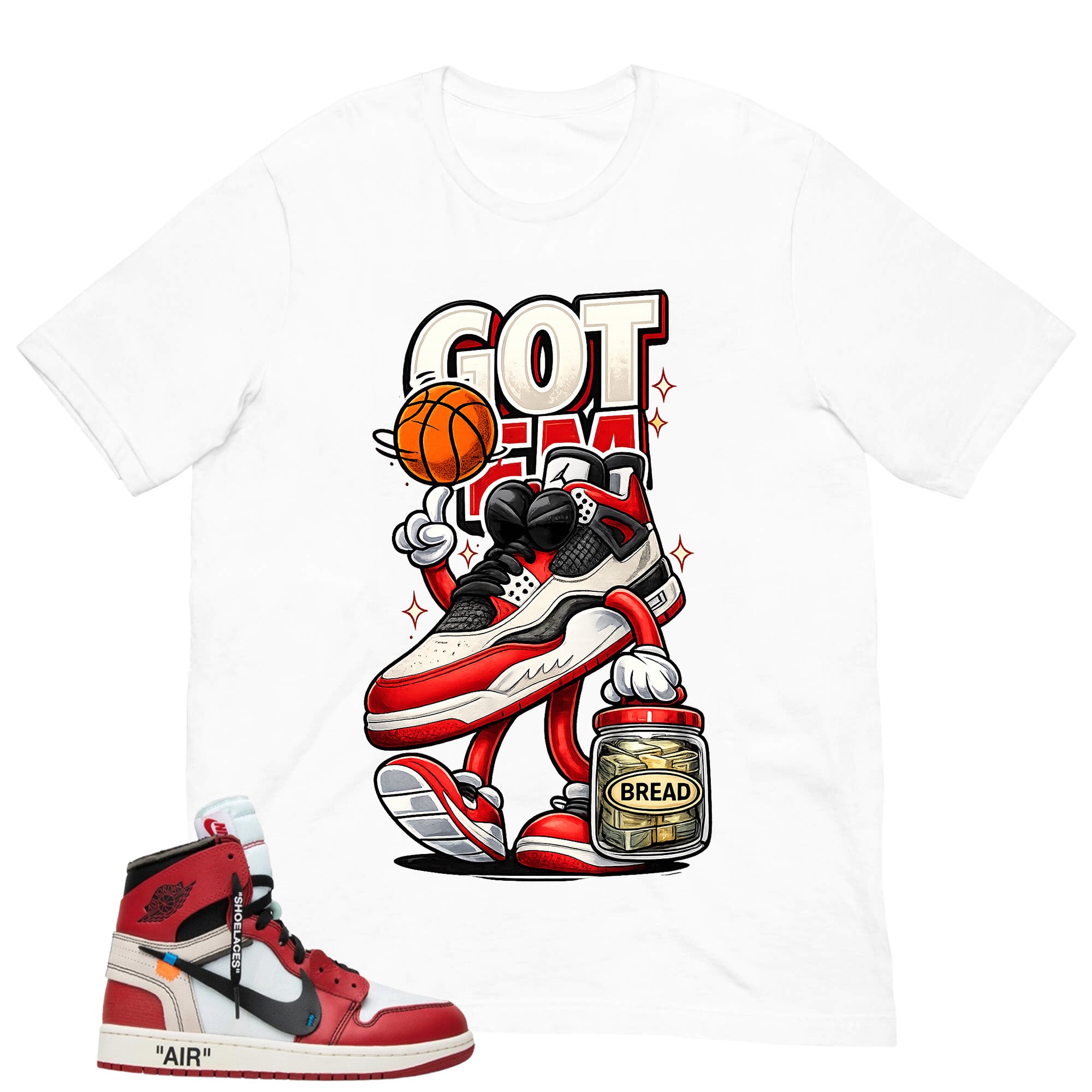 Red Off White Chicago 1s Shirt Got Em Bread Graphic