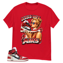 Red Off White Chicago 1s Shirt Kiss My Airs Graphic