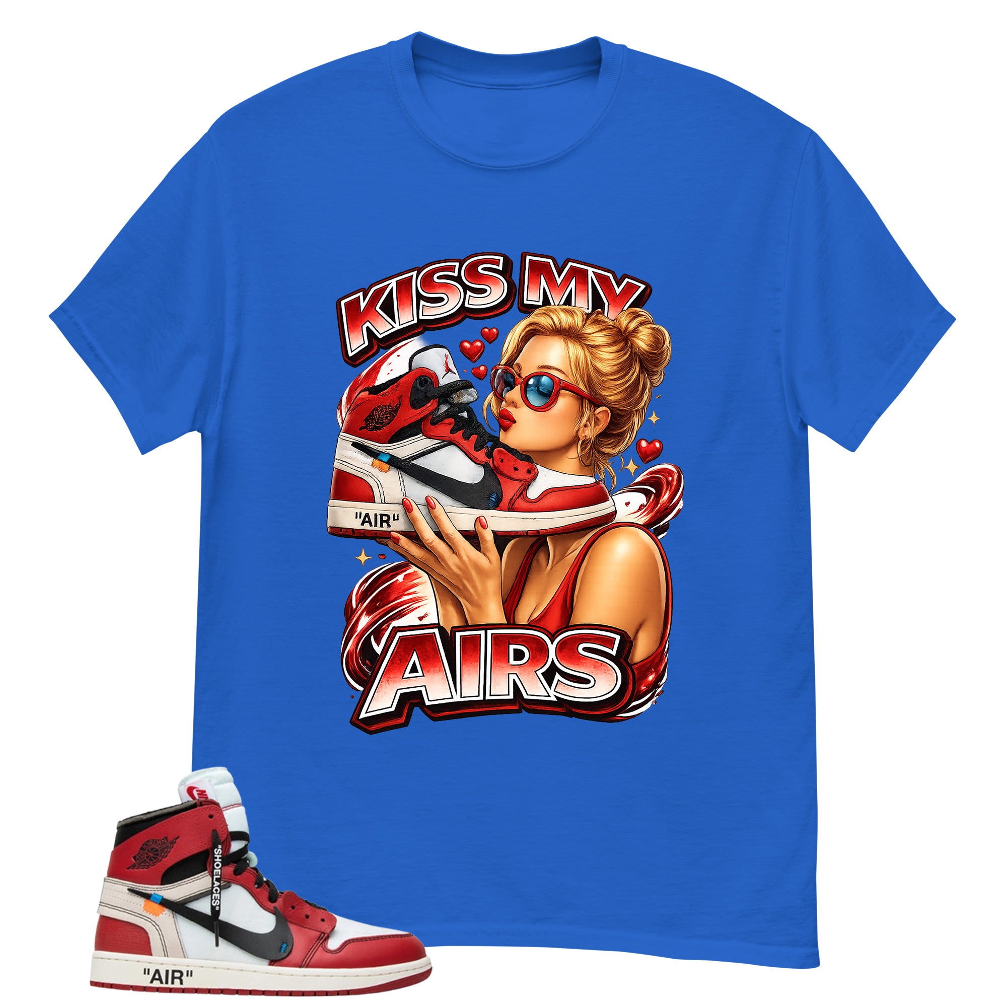 Red Off White Chicago 1s Shirt Kiss My Airs Graphic