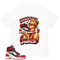 Red Off White Chicago 1s Shirt Kiss My Airs Graphic