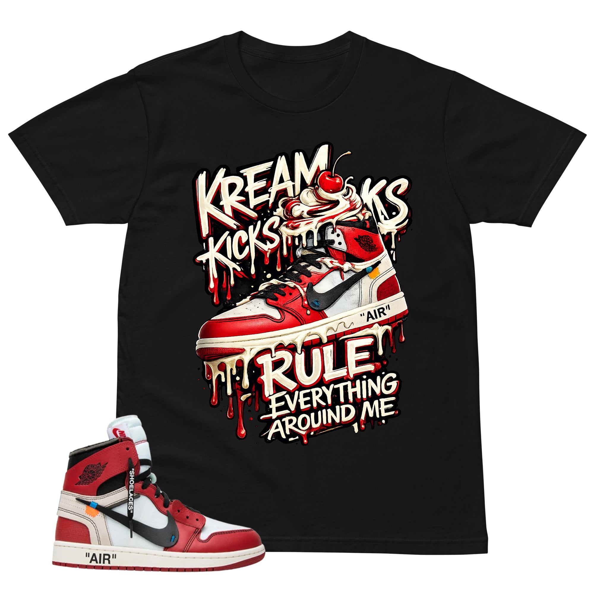 Red Off White Chicago 1s Shirt Kream Kicks Graphic