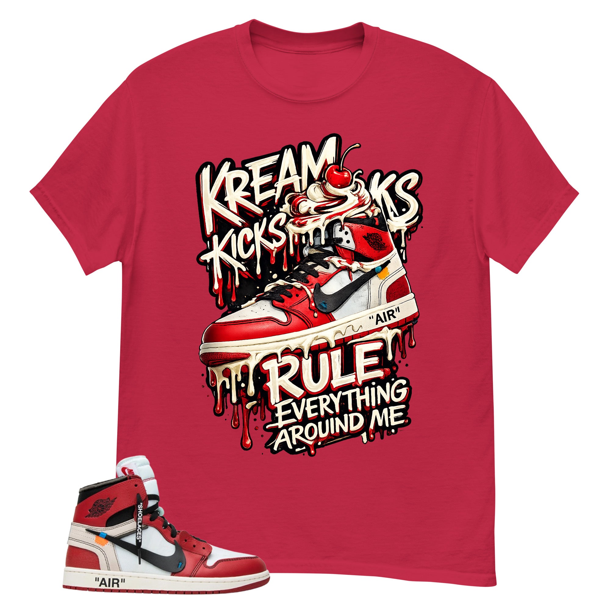 Red Off White Chicago 1s Shirt Kream Kicks Graphic