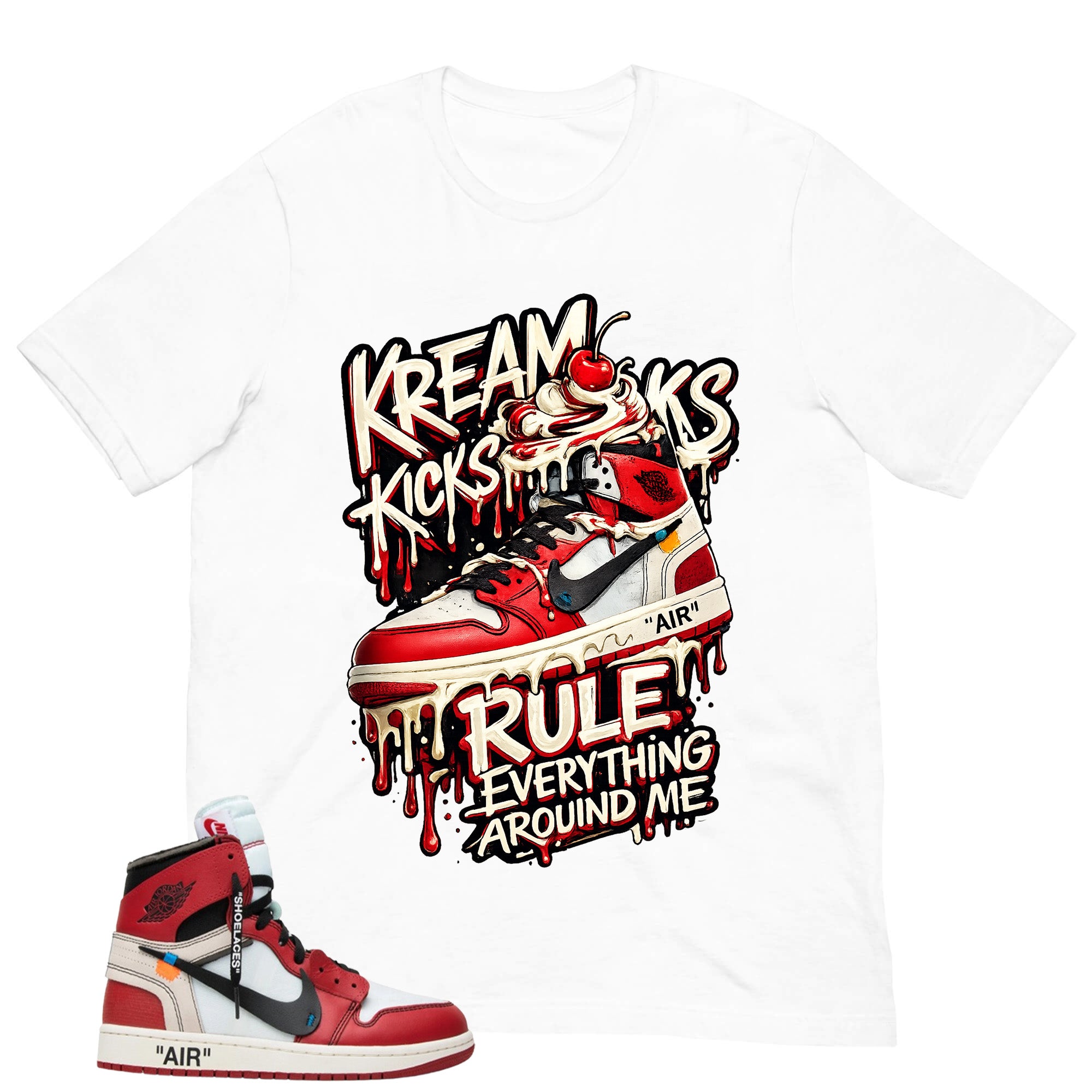 Red Off White Chicago 1s Shirt Kream Kicks Graphic