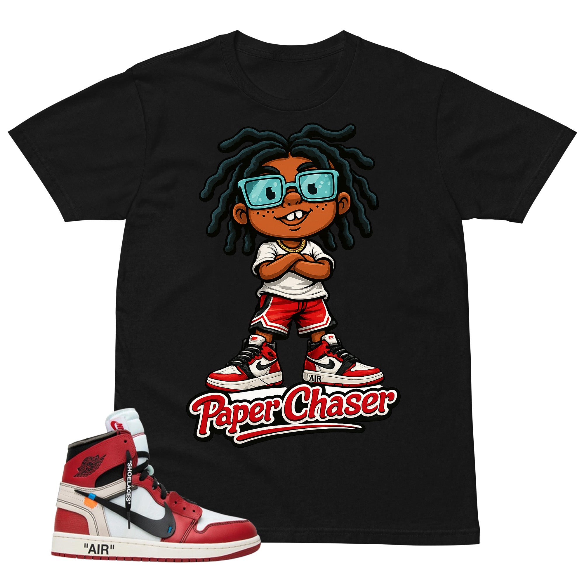 Red Off White Chicago 1s Shirt Paper Chaser Graphic