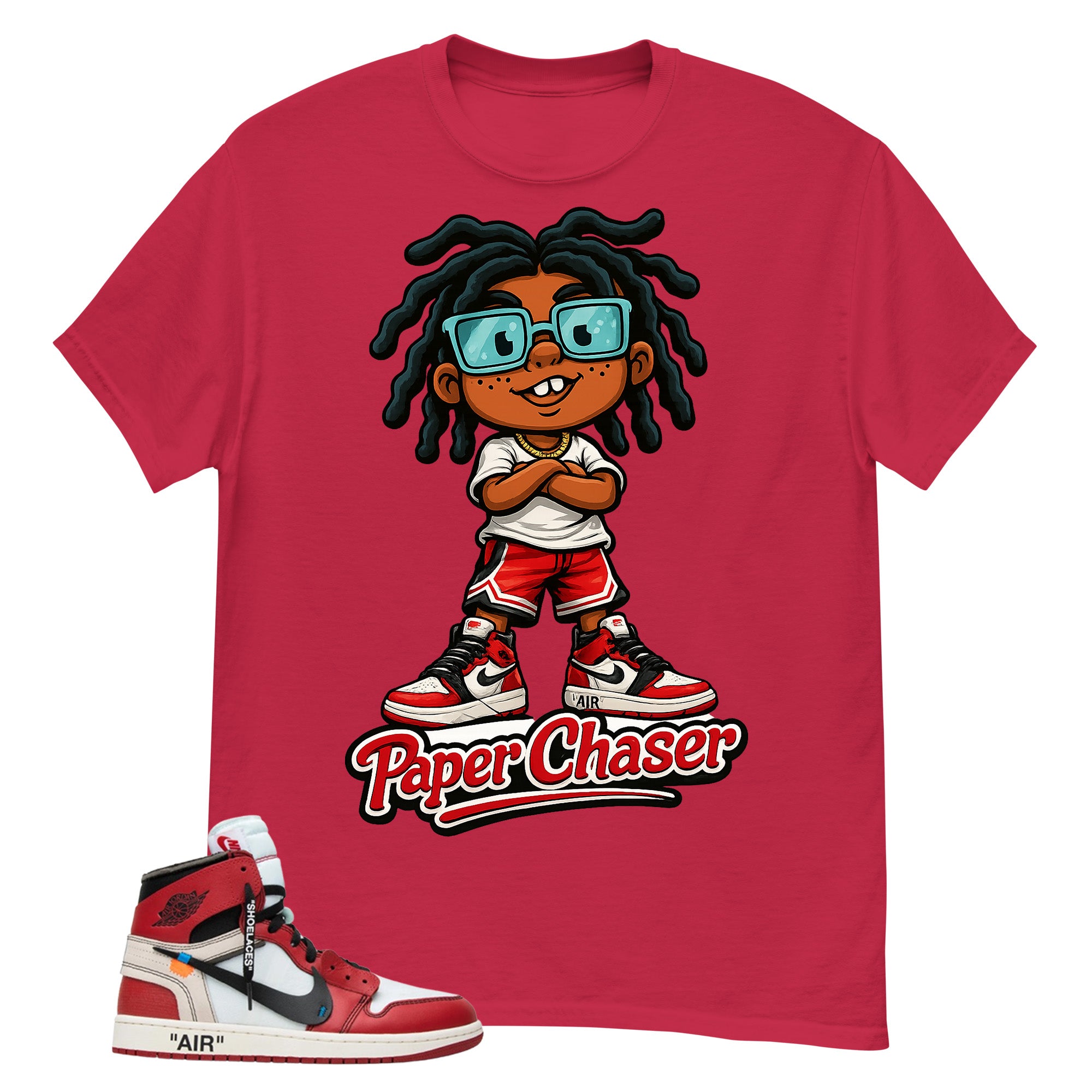 Red Off White Chicago 1s Shirt Paper Chaser Graphic