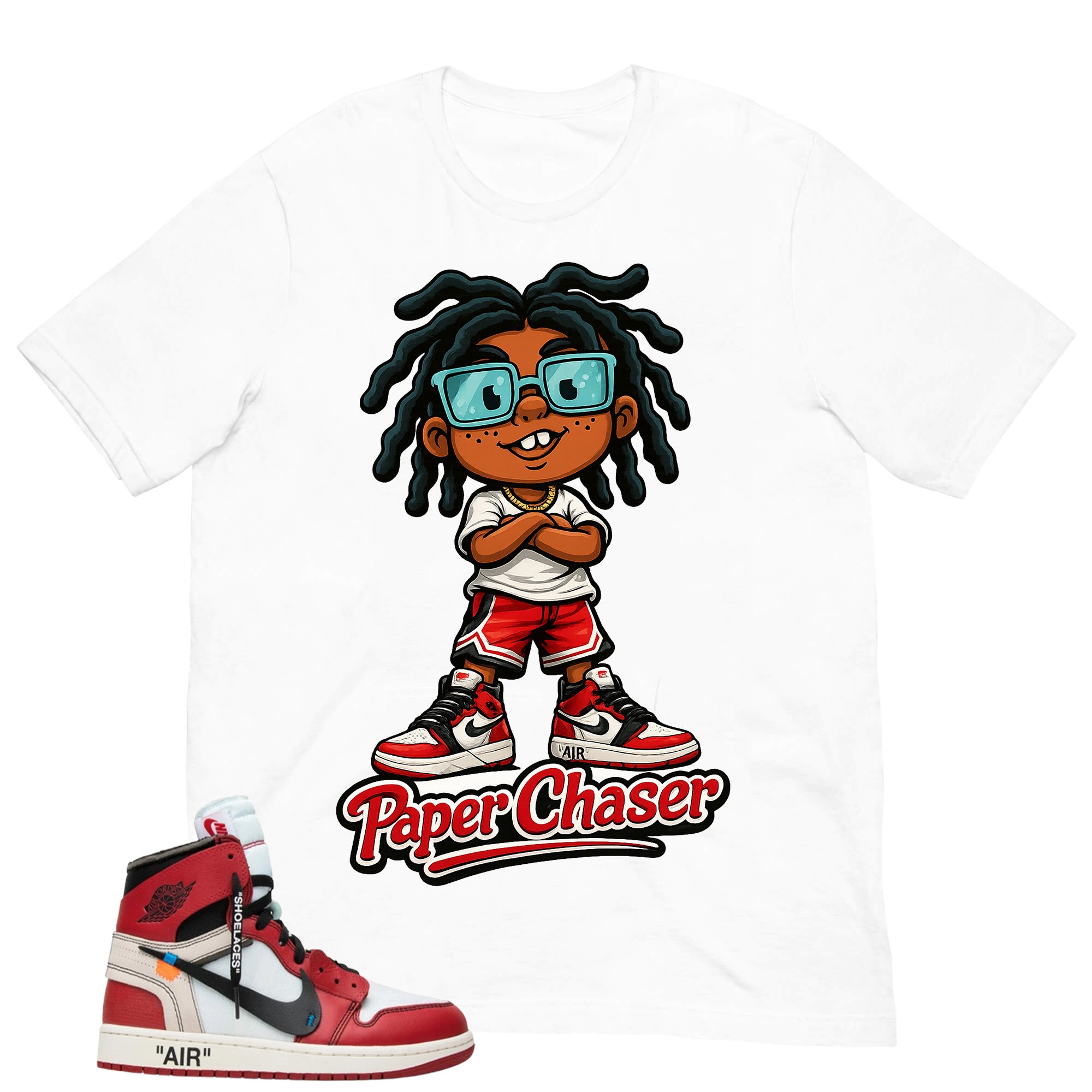 Red Off White Chicago 1s Shirt Paper Chaser Graphic