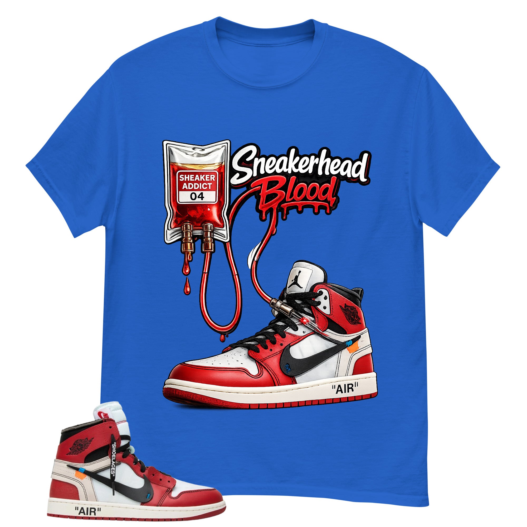 Red Off White Chicago 1s Shirt Sneakerhead Blood Graphic