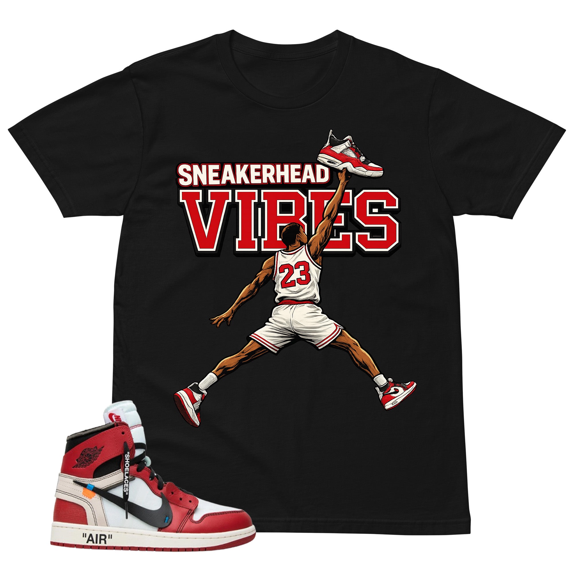 Red Off White Chicago 1s Shirt Sneakerhead Vibes Graphic