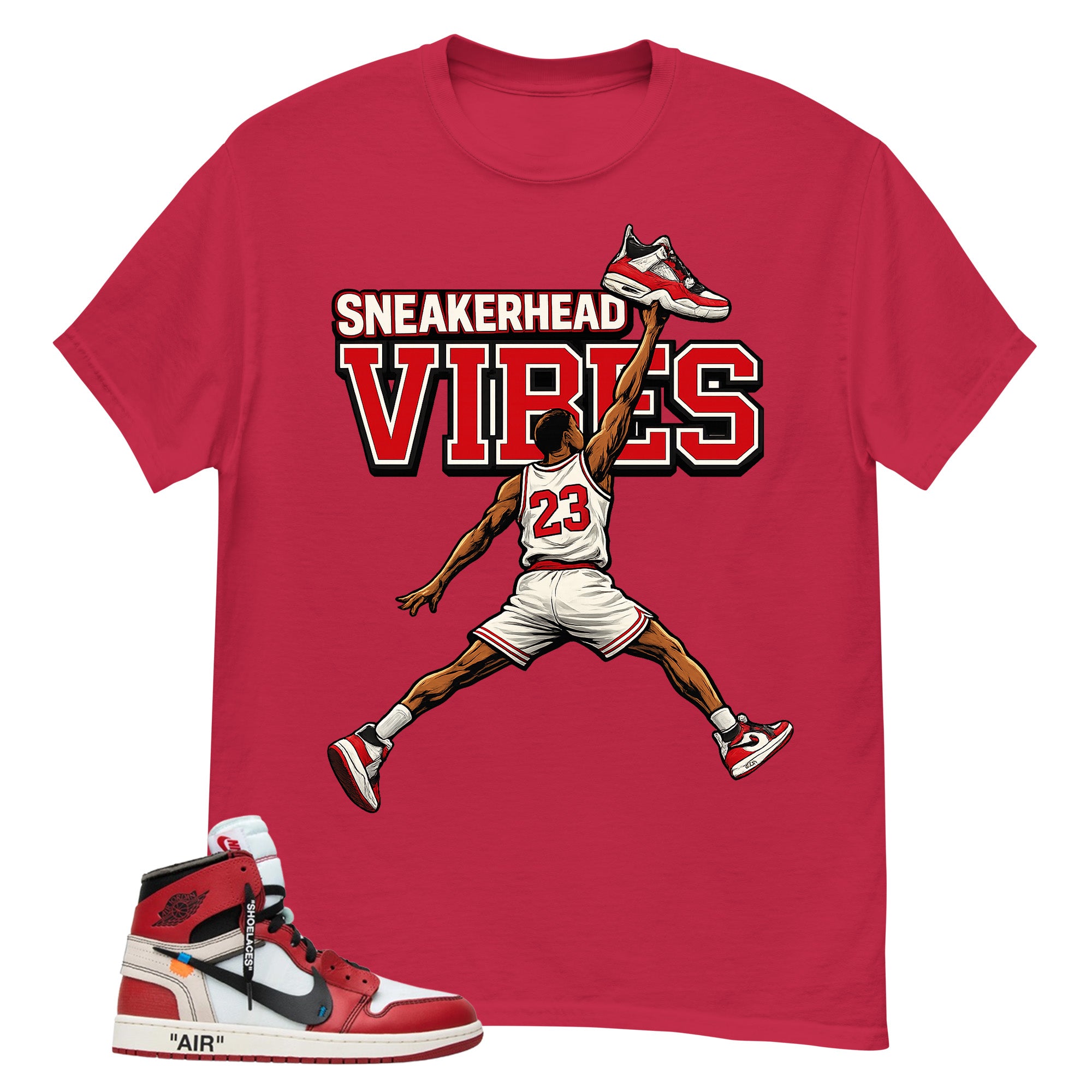 Red Off White Chicago 1s Shirt Sneakerhead Vibes Graphic