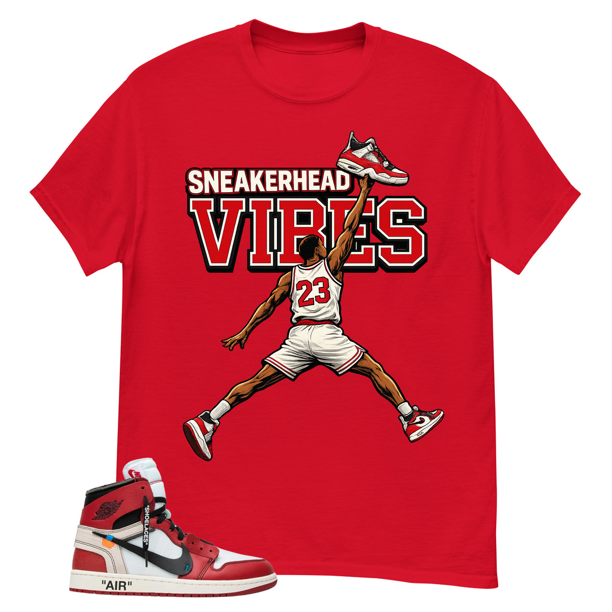 Red Off White Chicago 1s Shirt Sneakerhead Vibes Graphic
