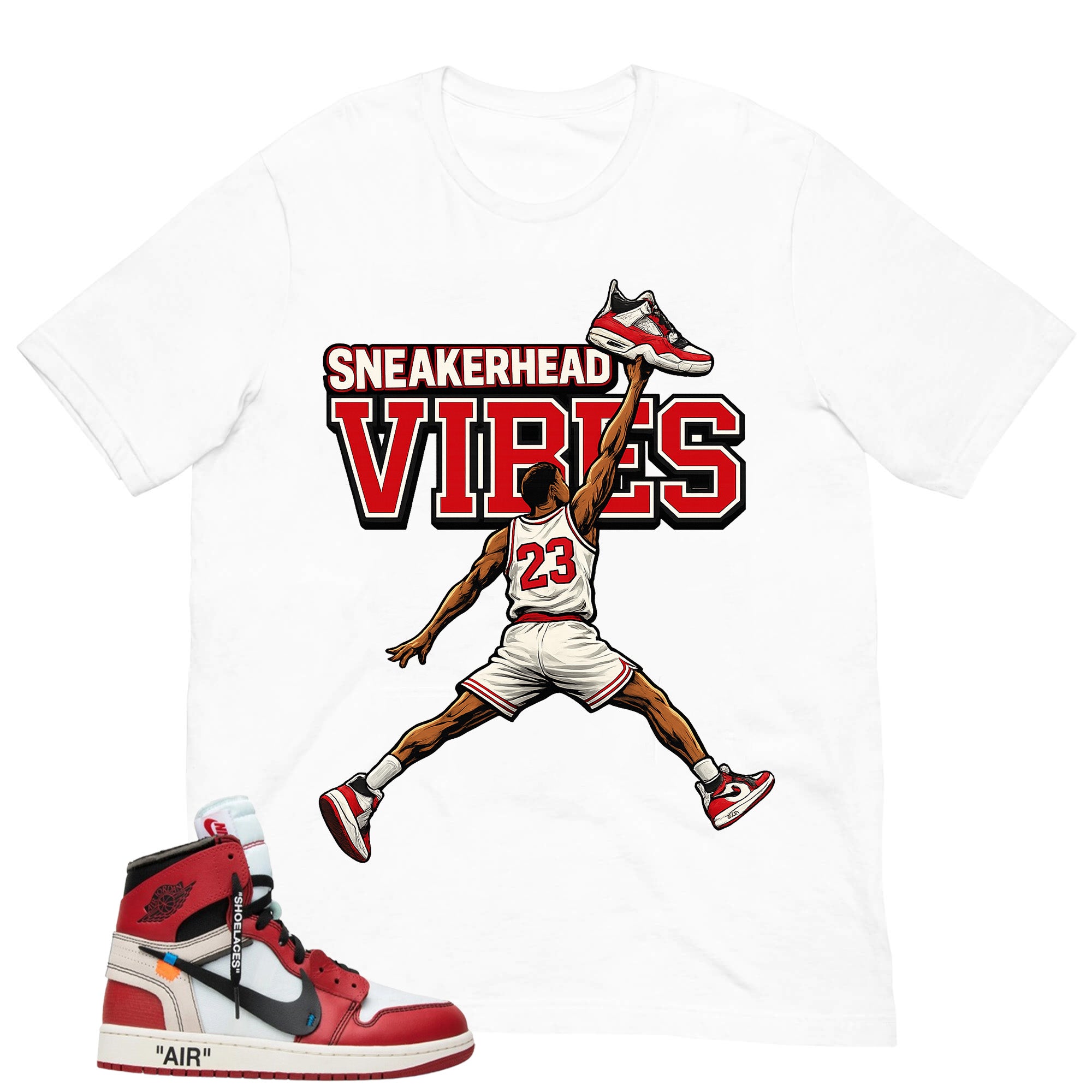 Red Off White Chicago 1s Shirt Sneakerhead Vibes Graphic