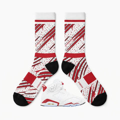Red Oreo Socks – Air Jordan 6 Retro Inspired Mid-Calf Unisex Crew Socks