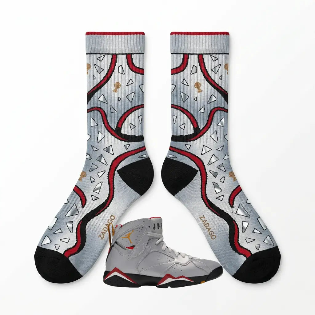 Reflections of a Champion Sneaker Match Socks – Air Jordan 7 Retro SP Inspired Mid-Calf Crew Socks