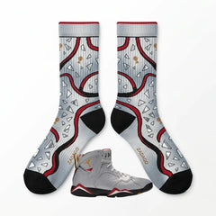 Reflections of a Champion Sneaker Match Socks – Air Jordan 7 Retro SP Inspired Mid-Calf Crew Socks