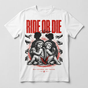 Ride Or Die White Graphic T-shirt