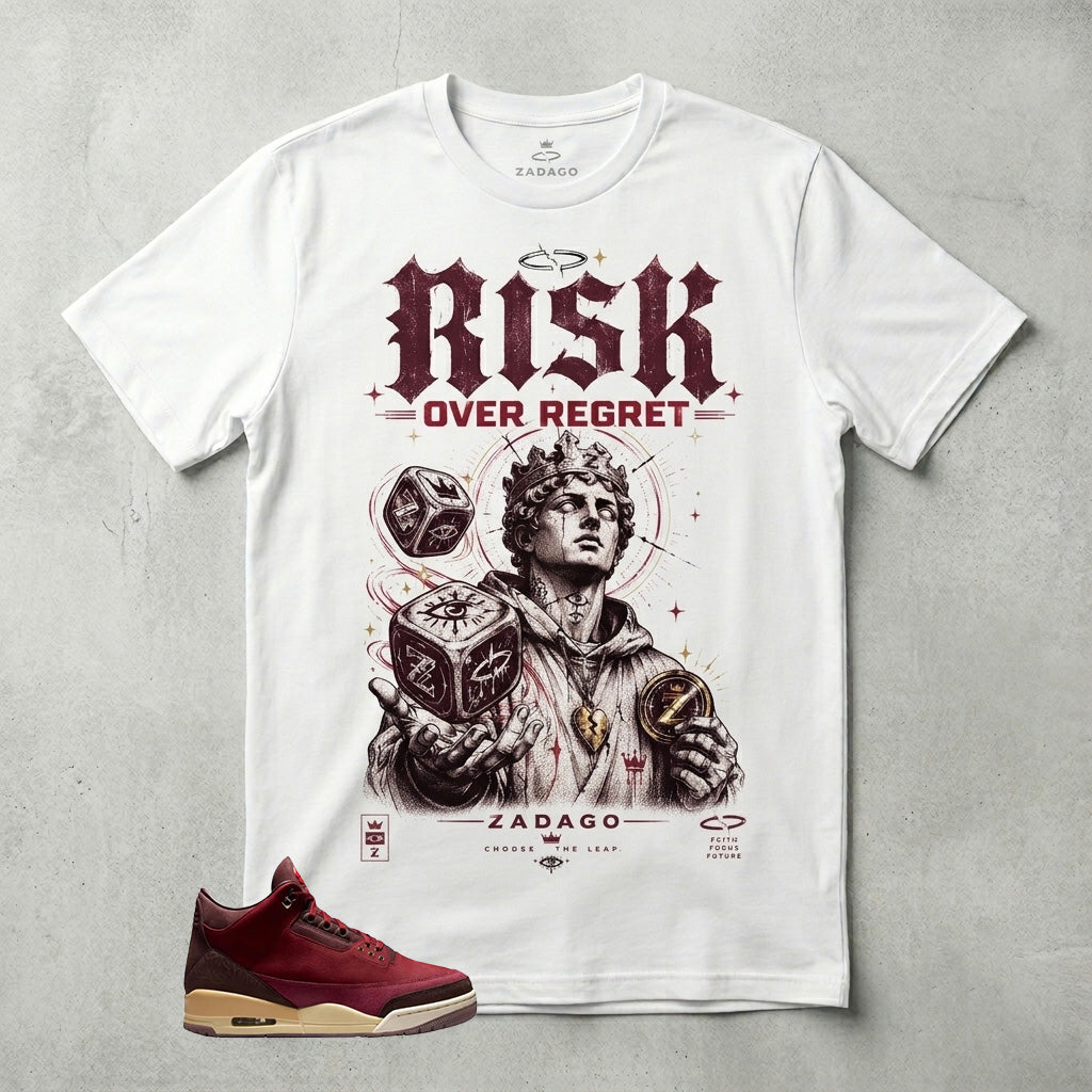 Risk Over Regret Graphic Tee - Shirt To Match Air Jordan 3 Bin23