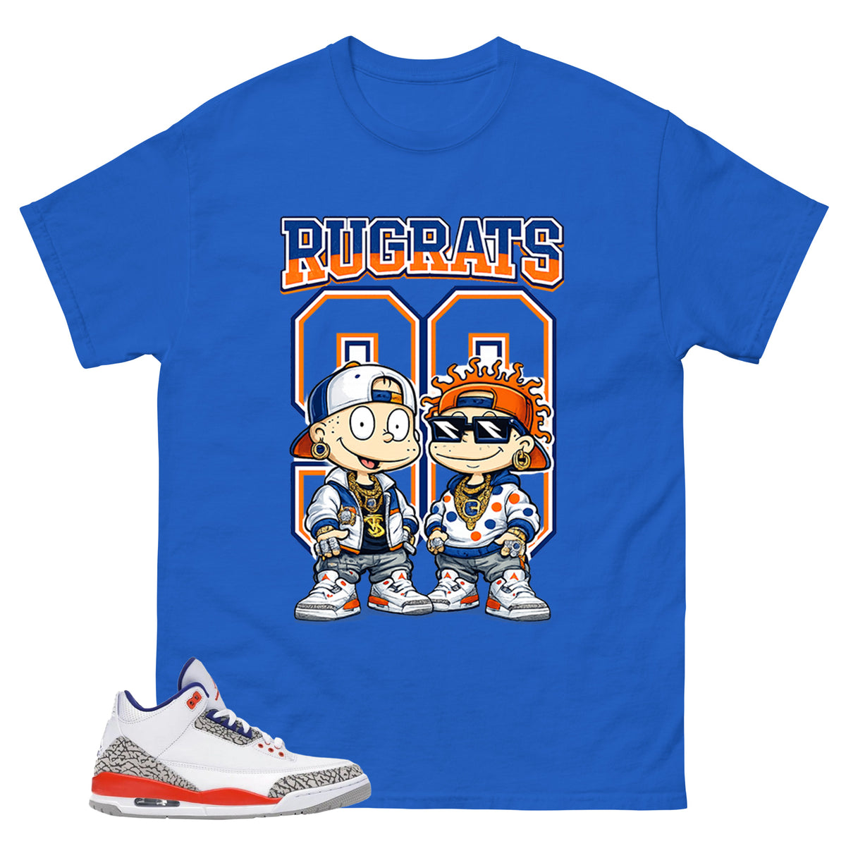 Rugrats 90 Shirt - Match Blue Air Jordan 3 Knicks
