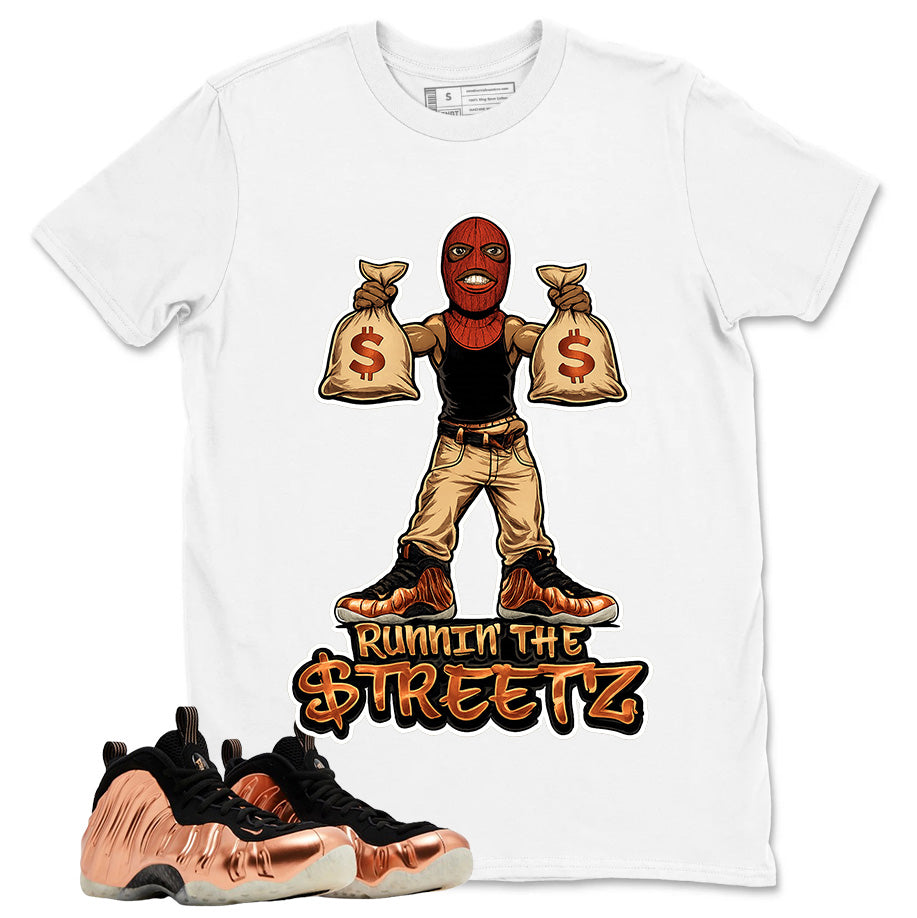 Runnin The Street Graphic Tee, Shirt to Match Air Foamposite One Copper, Air Foamposite Unisex Black Shirt