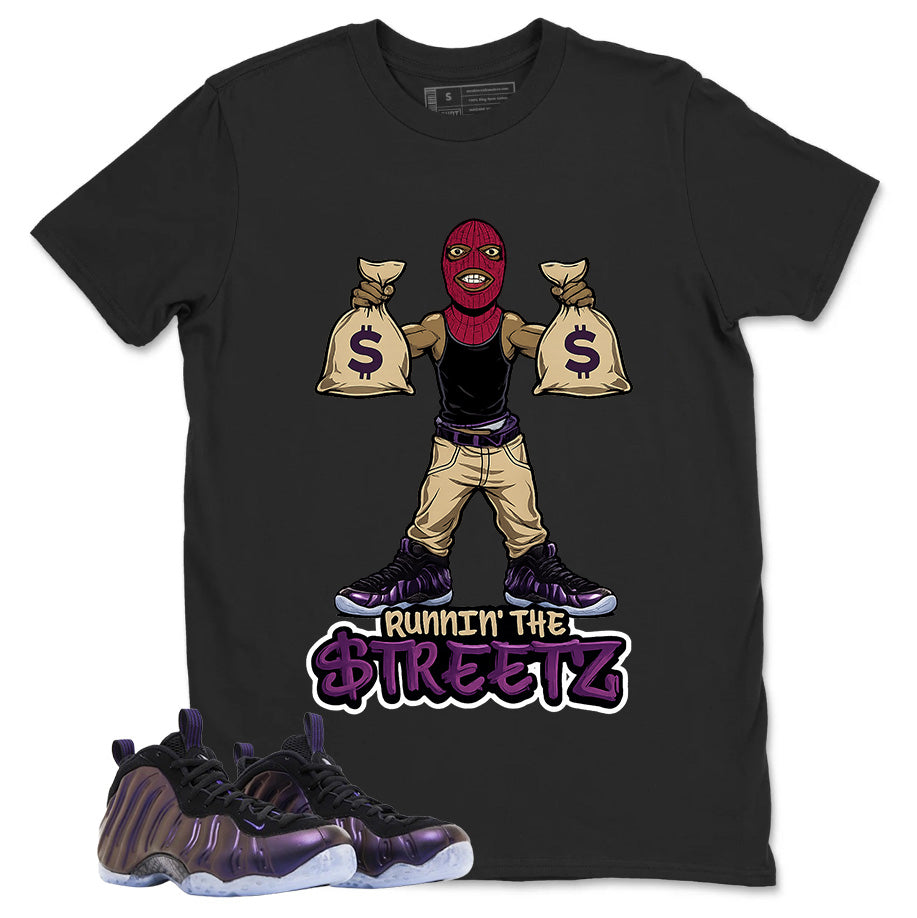 Runnin The Street Graphic Tee, Shirt to Match Air Foamposite One Eggplant, Air Foamposite Unisex Purple Shirt