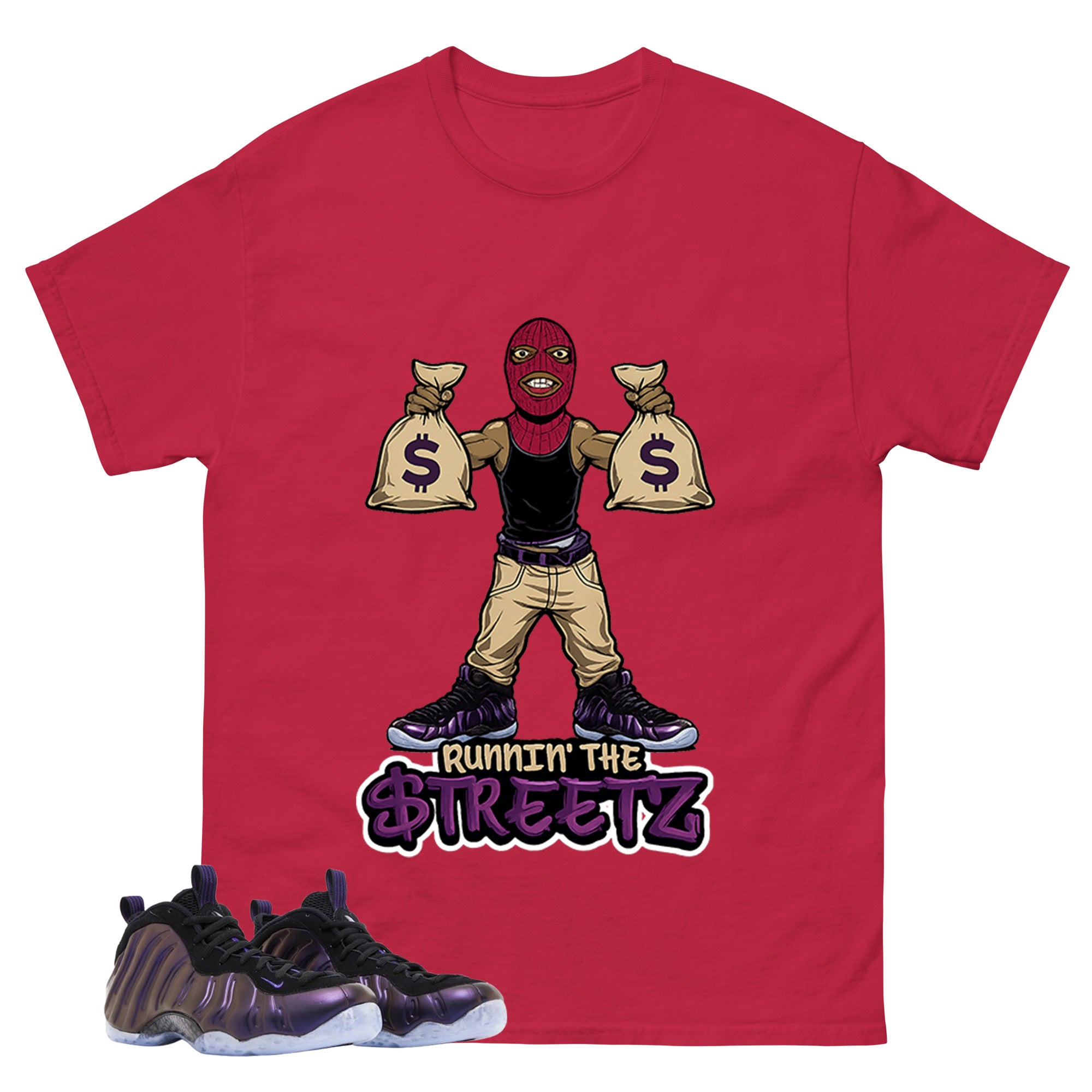 Runnin The Street Graphic Tee, Shirt to Match Air Foamposite One Eggplant, Air Foamposite Unisex Purple Shirt