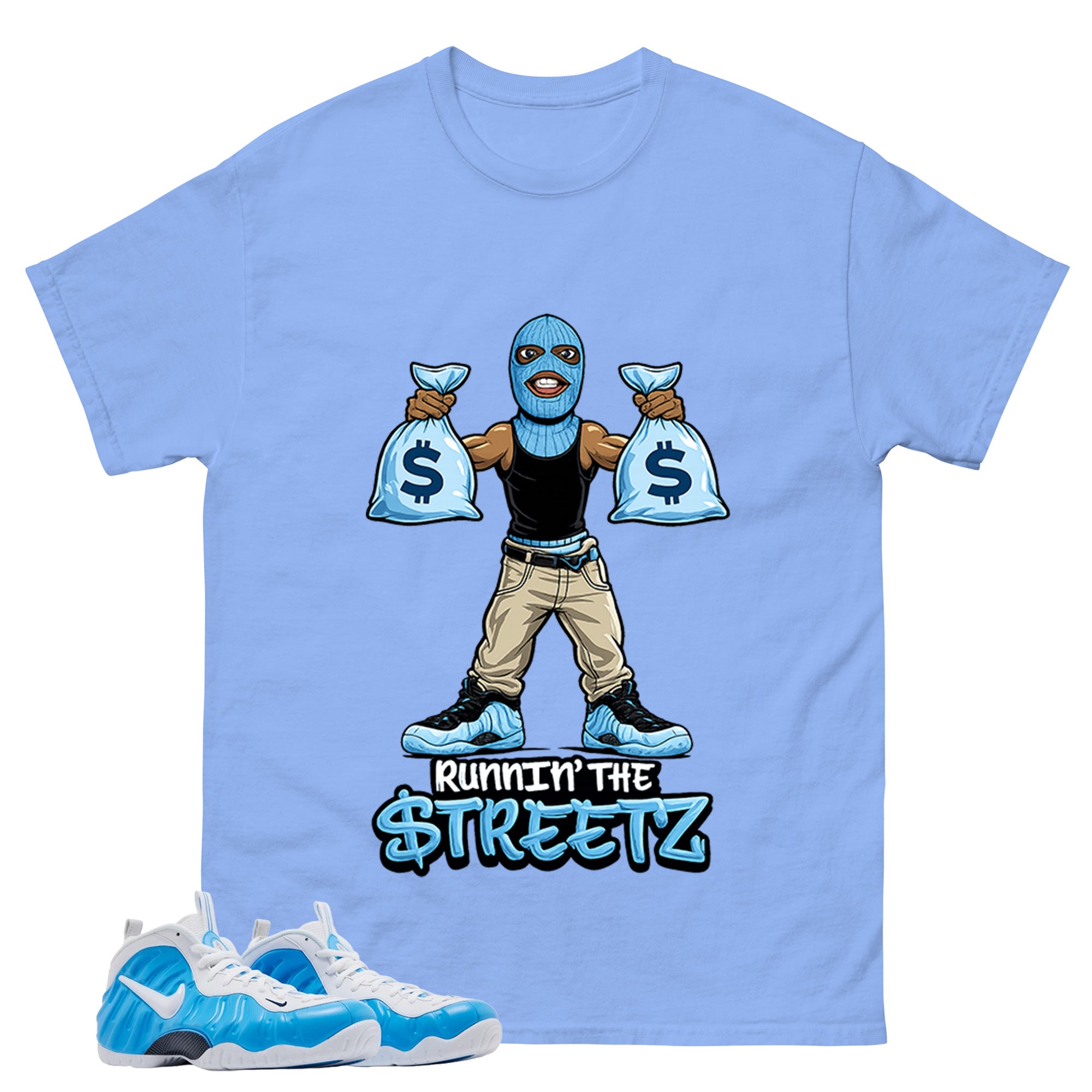 Foamposite University Blue Match Shirt – Runnin The Street Graphic Tee – Zadago