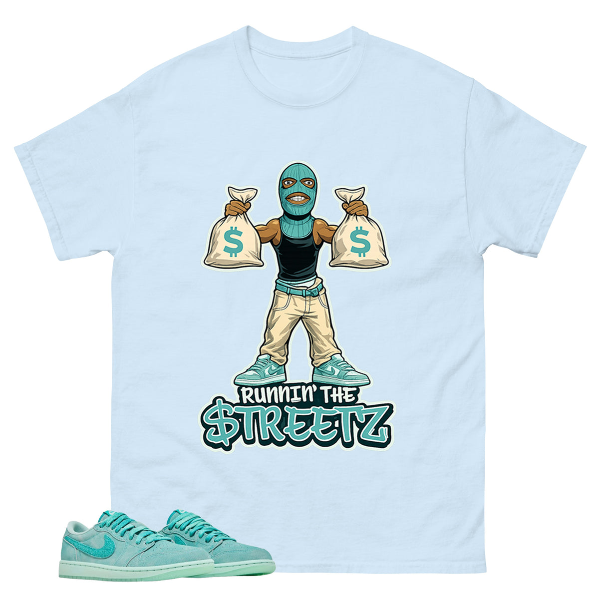 Runnin The Street Shirt - Match Womens Air Jordan 1 Washed Teal