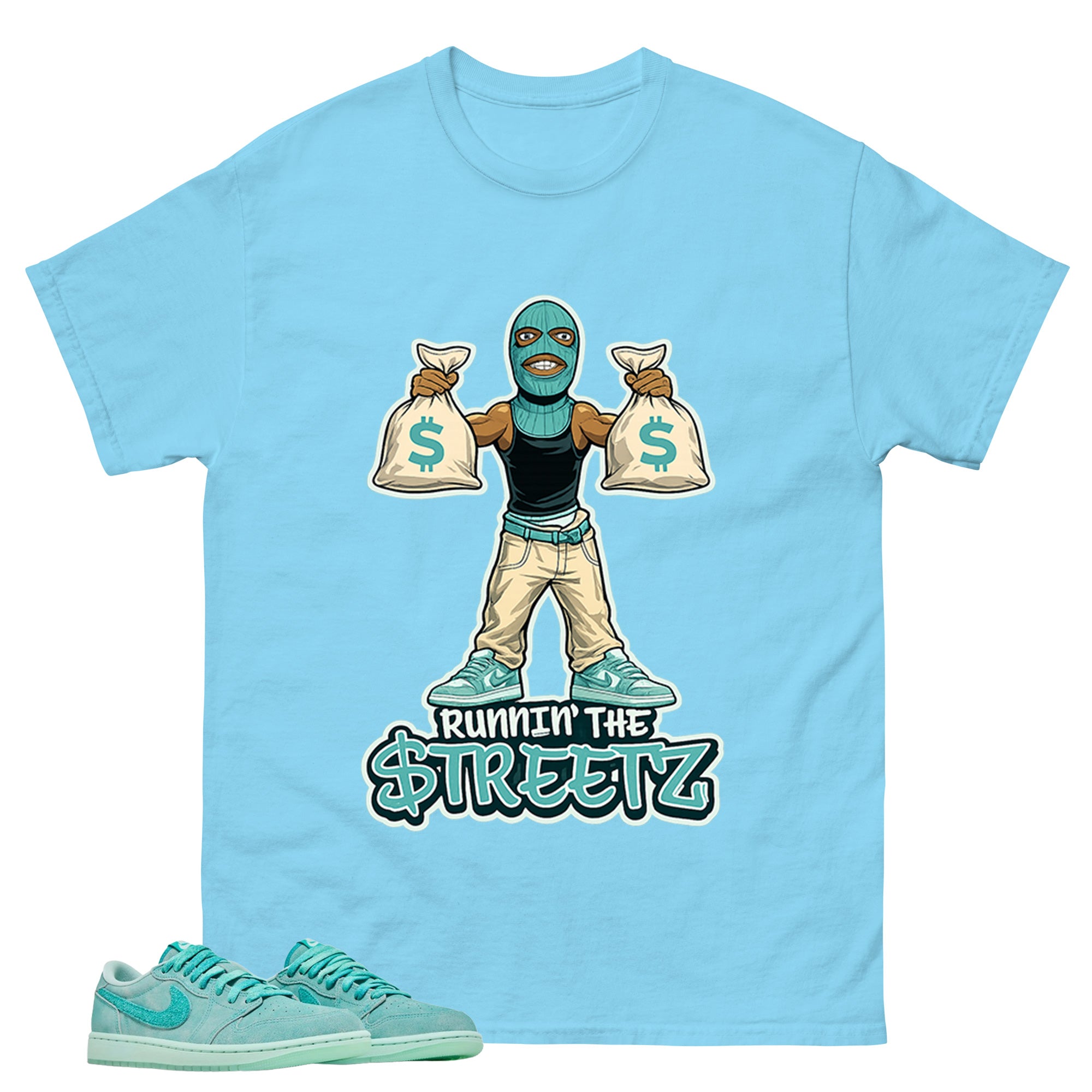 Runnin The Street Shirt - Match Womens Air Jordan 1 Washed Teal