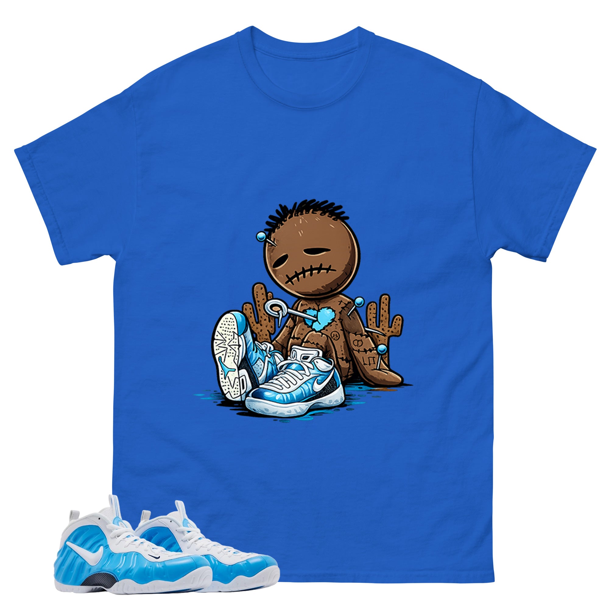 Sad Voodoo Graphic Tee, Shirt to Match Air Foamposite Pro University Blue, Air Foamposite Unisex Blue Shirt