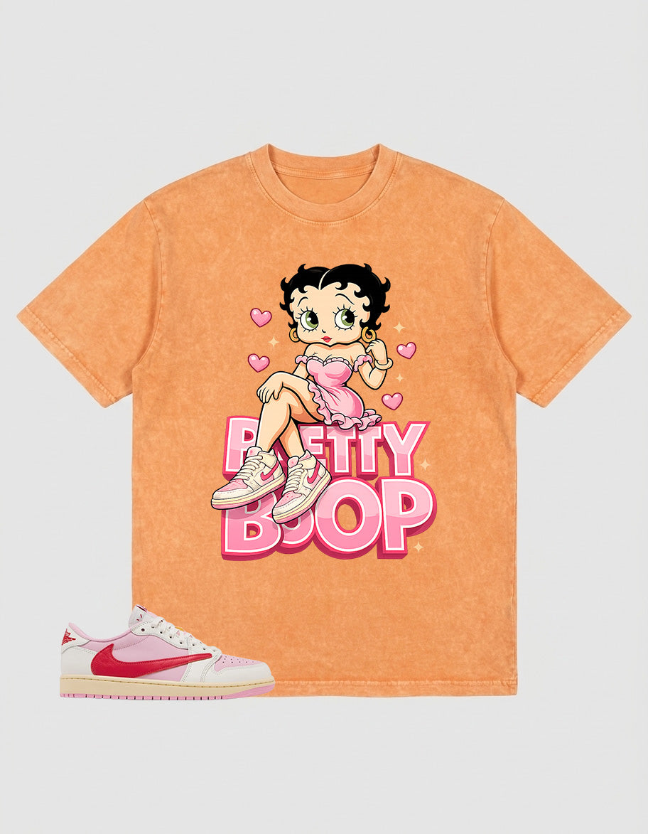 Sail Tropical Pink Travis Scott 1s Zadago Washed T-shirt Betty Boop Graphic